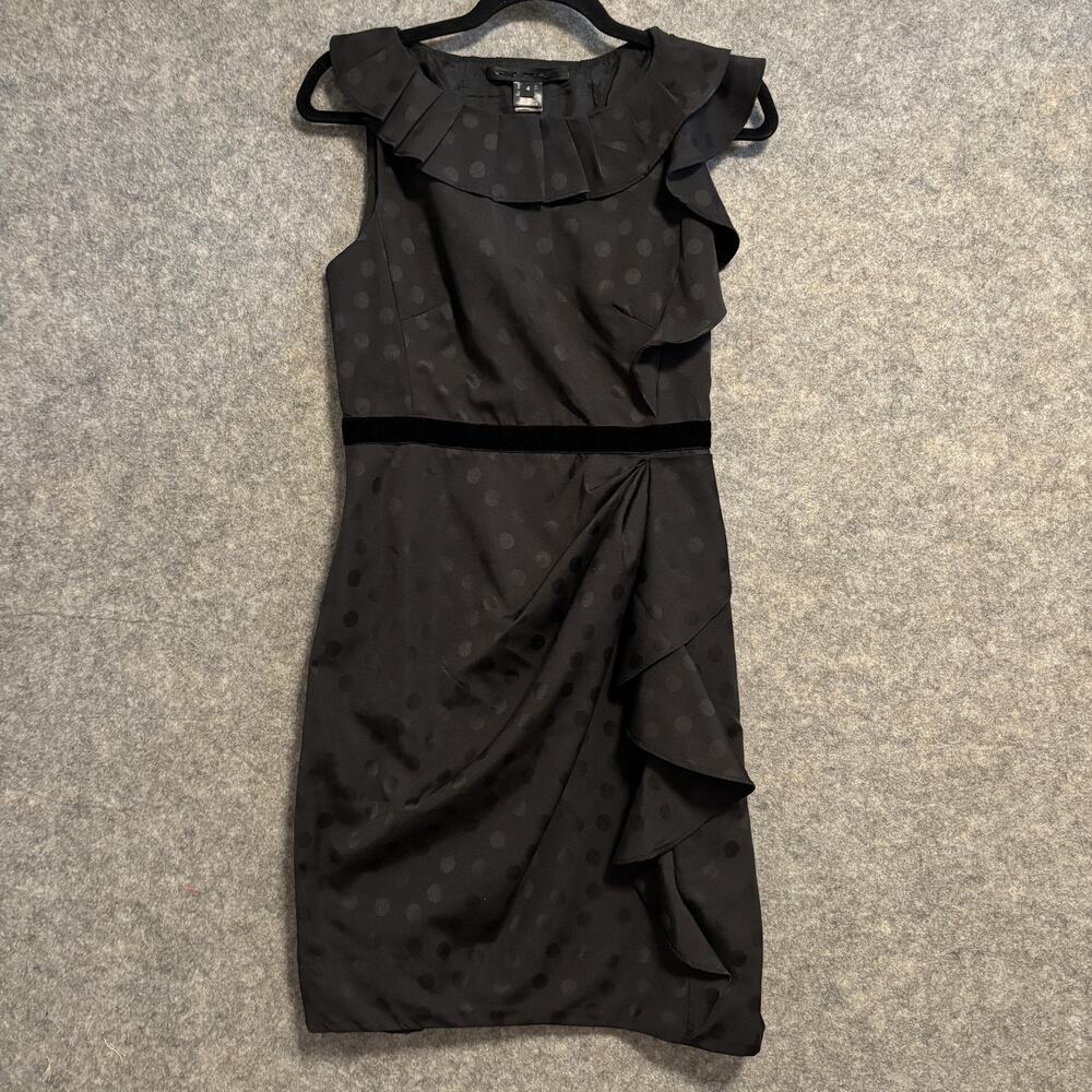 Marc by Marc Jacobs Dress Womens 4 Black Polka Dot Ruffle Sheath Y2k Party